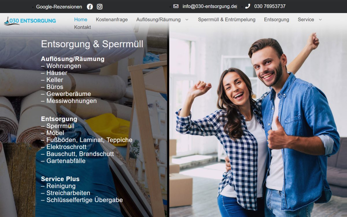 030 Entsorgung Berlin web sitesi ekran görüntüsü