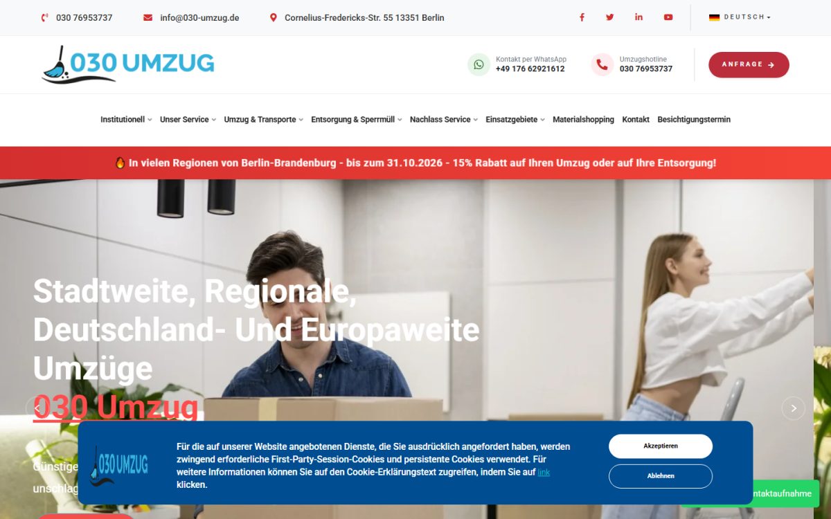030 Umzug Berlin web sitesi ekran görüntüsü