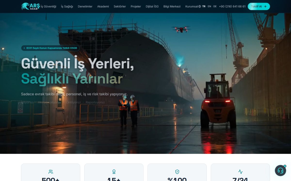 Arsos OSGB web sitesi ekran görüntüsü