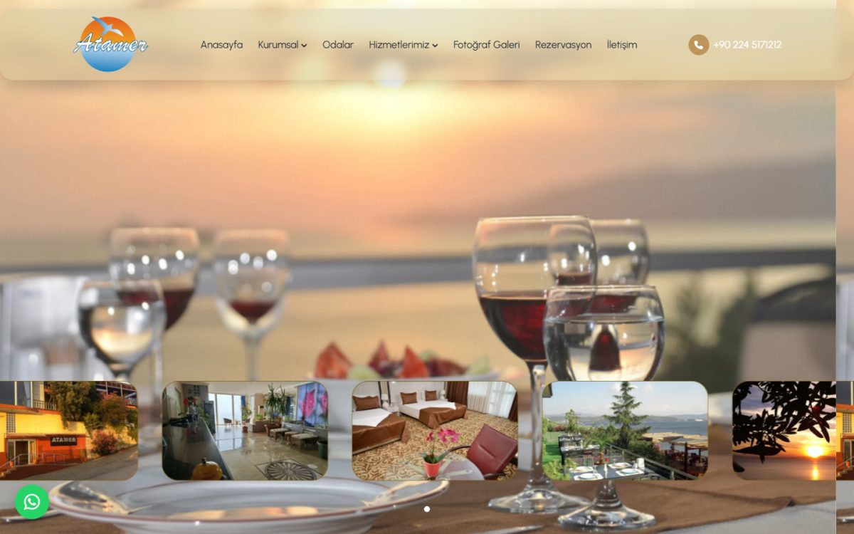 Atamer Hotel web sitesi ekran görüntüsü