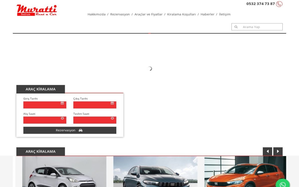 Bodrum Kiralık Araç web sitesi ekran görüntüsü