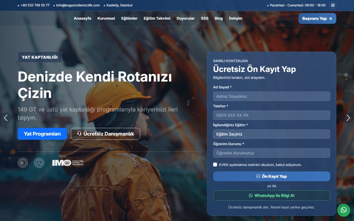 Boğaziçi Denizcilik web sitesi ekran görüntüsü