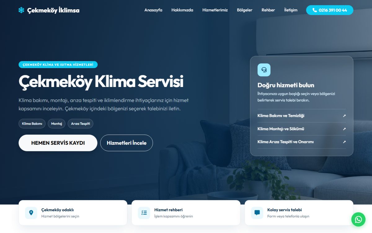 Çekmeköy İklimsa web sitesi ekran görüntüsü