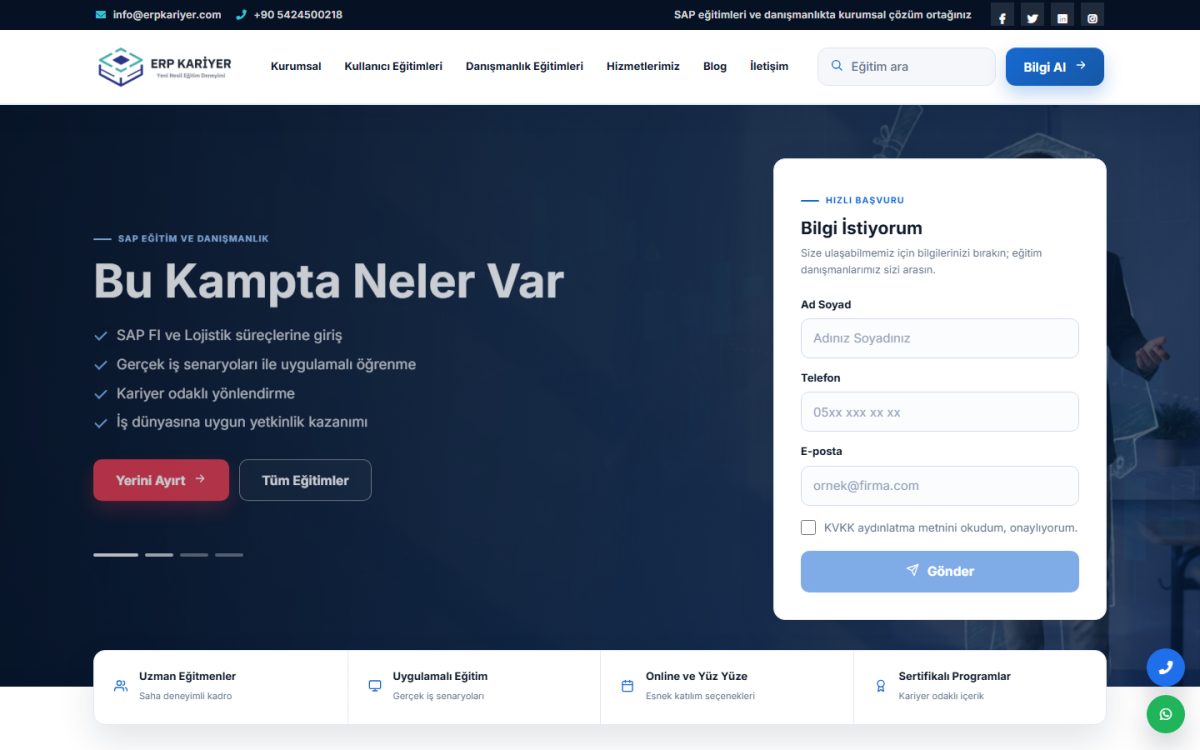 ERP Kariyer web sitesi ekran görüntüsü