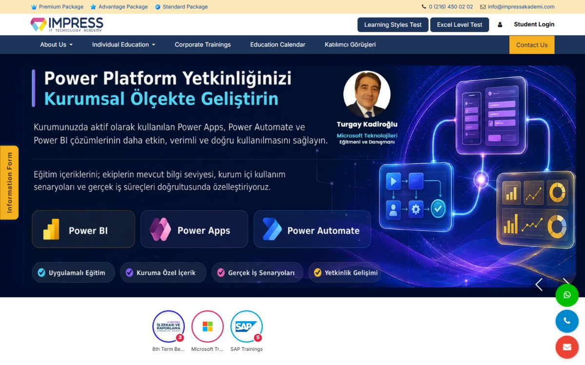 Impress Akademi web sitesi ekran görüntüsü