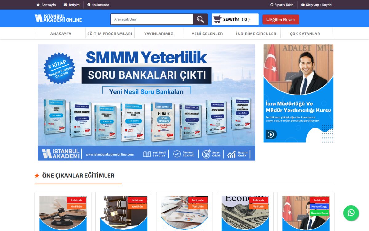 İstanbul Akademi Online web sitesi ekran görüntüsü