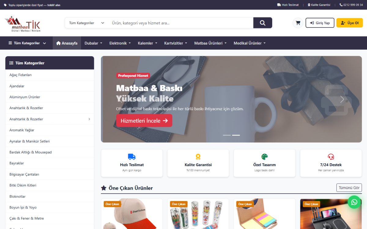 Matbaatik web sitesi ekran görüntüsü