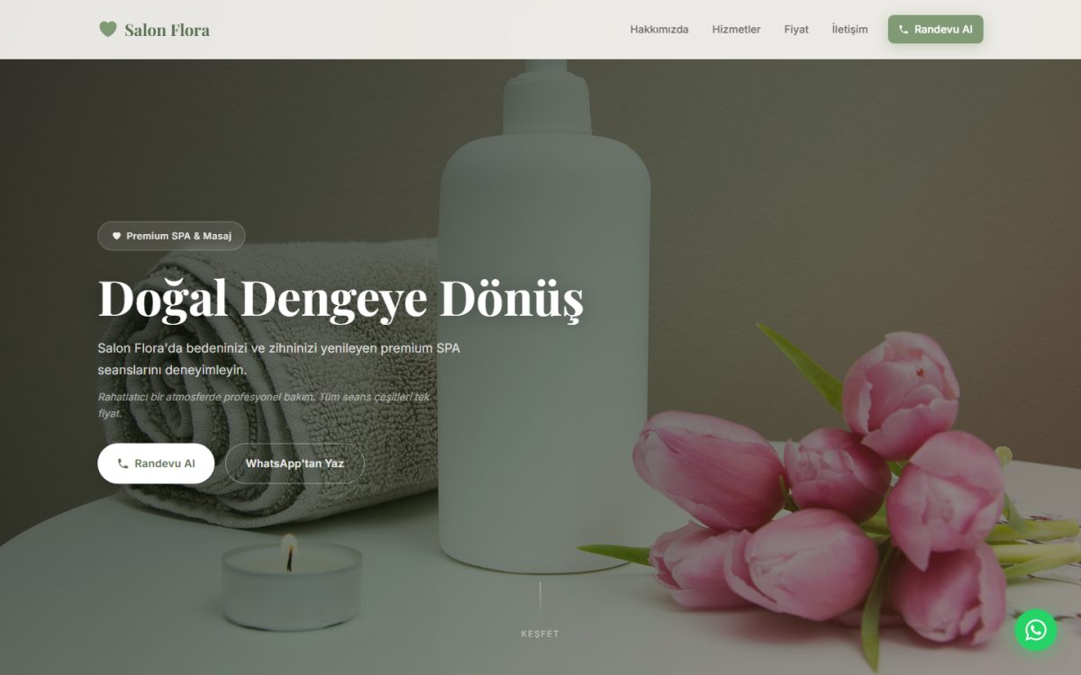 Salon Flora web sitesi ekran görüntüsü