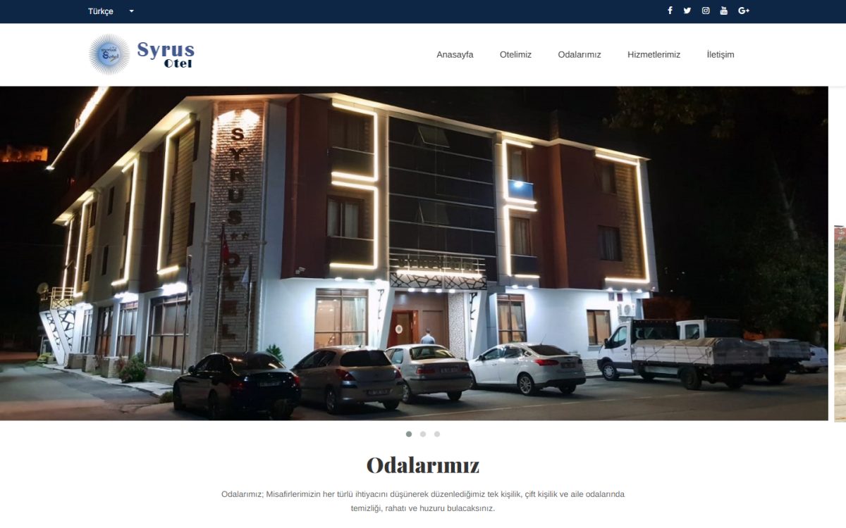 Syrus Otel web sitesi ekran görüntüsü