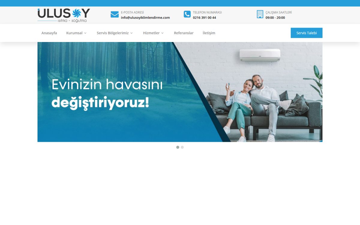 Ulusoy İklimlendirme web sitesi ekran görüntüsü