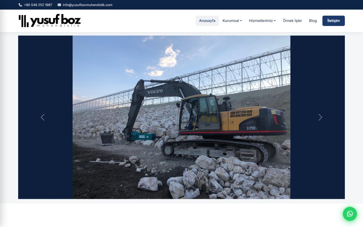 Yusuf Boz Mühendislik web sitesi ekran görüntüsü
